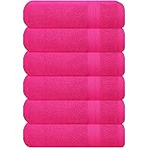 GLAMBURG Ultra Soft 6-Piece Hand Towel Set 16x28-100% Ringspun Cotton - Durable & Highly Absorbent Hand Towels - Ideal for use in Bathroom, Kitchen, Gym, Spa & General Cleaning - Hot Pink