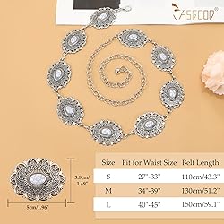 JASGOOD Western Metal Concho Belt for Women Cowgirl