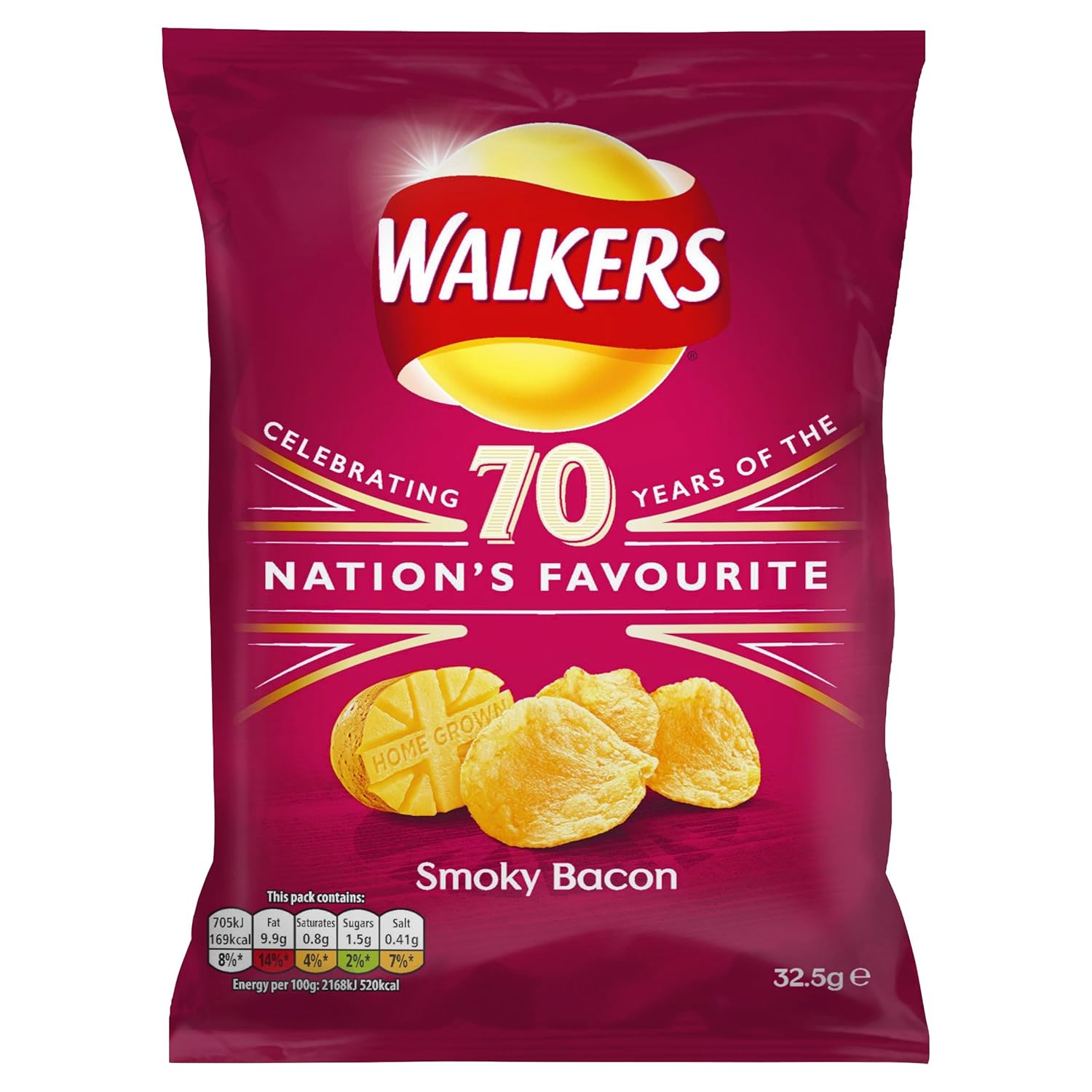 Walkers Smoky Bacon Crisps, 32.5 g, Pack of 32 Amazon.co.uk Grocery