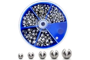 PFEIBK 230pcs/120pcs/107pcs Fishing Weights Sinkers - Split Shot Fishing Weights Kit, 5 Size Round Removable Fishing Weight, 1 Round Box Set Fishing Sinkers for Freshwater Saltwater