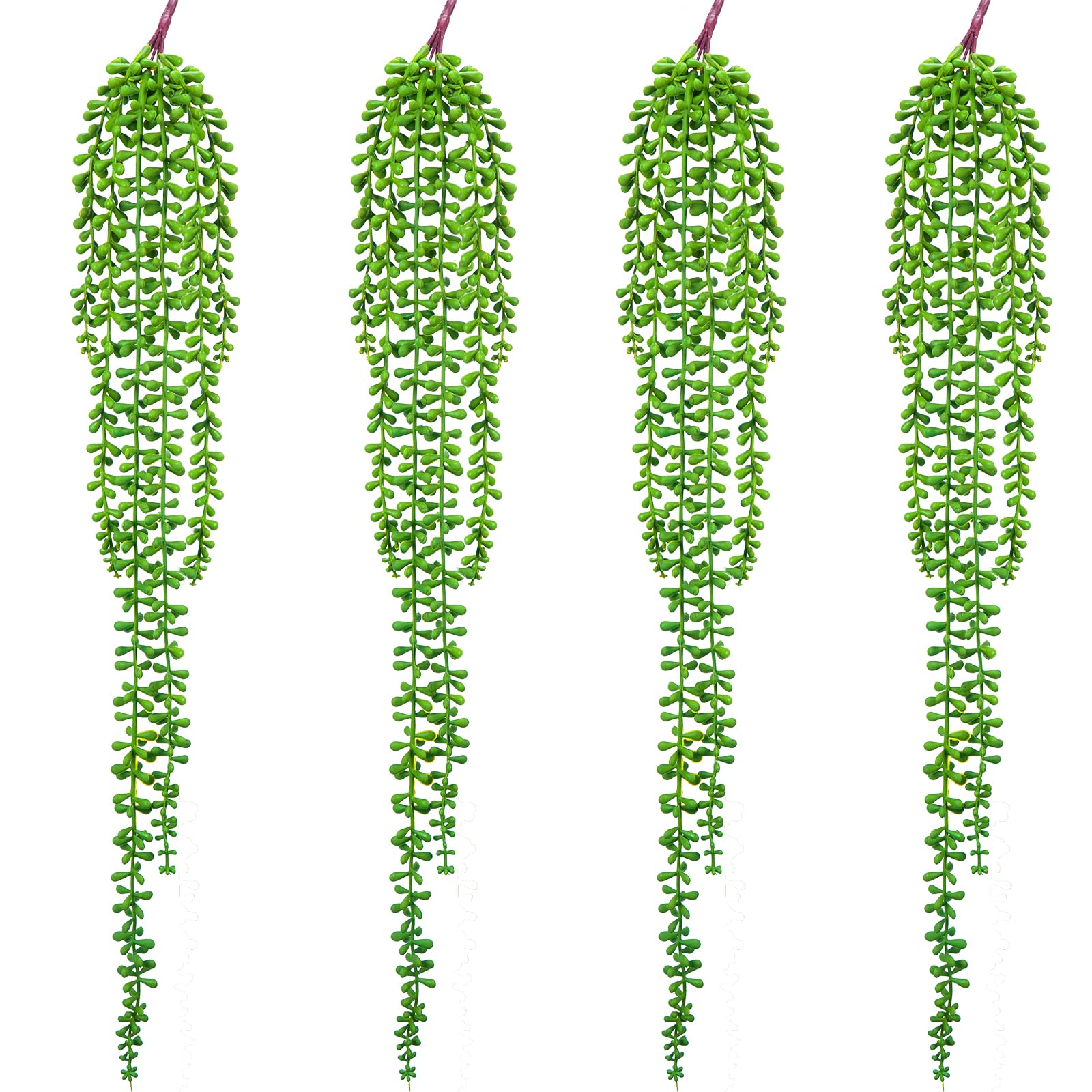 Photo 1 of Artificial Succulents Hanging Plants-4 PCS Fake String of Pearls Greenery Plant Wall Decor Faux Hanging Nature Plants for House Living Room Bathroom Bedroom Shelf Balcony Garden Indoor Outdoor?27.5"?