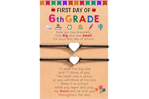 UNGENT THEM Back to School Mommy and Me Bracelet Matching Heart Wish Bracelet Set for 2 First Day of School Gifts for Boys Girls