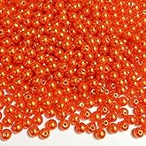 700pcs Pearl Beads 6mm Pearl Craft Beads Round Loose Pearls with Holes for Sewing Crafts Decoration Bracelet Necklace Jewelry Making (Dark Orange)