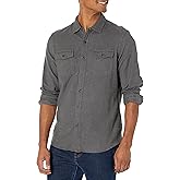 Amazon Essentials Mens Slim-fit Long-Sleeve Solid Flannel Shirt
