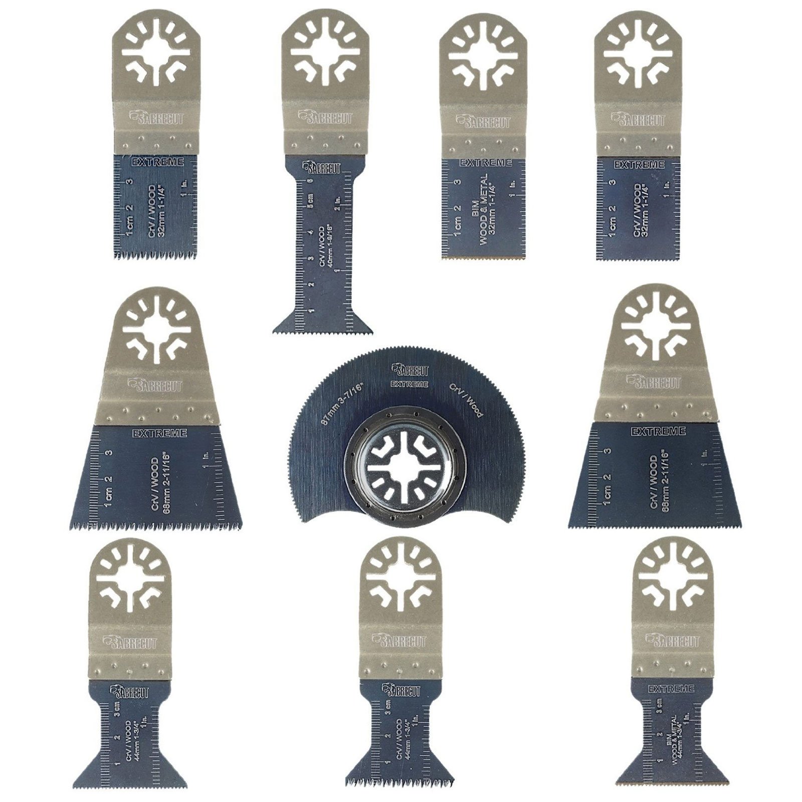 10 x SabreCut PRK10C Mix Blades Compatible with Bosch Fein (Non-StarLock) Makita Milwaukee AEG Batavia Einhell Ergotools Hitachi Parkside Ryobi Worx Workzone Multitool Multi Tool Accessories