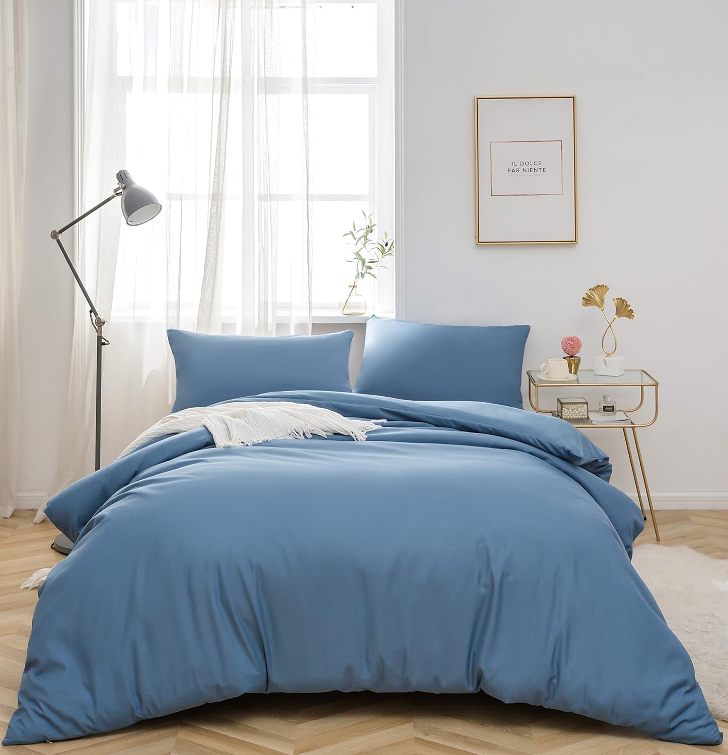 Mohap NonIron Duvet Cover Set 3 PCS King Plain Brushed Microfiber