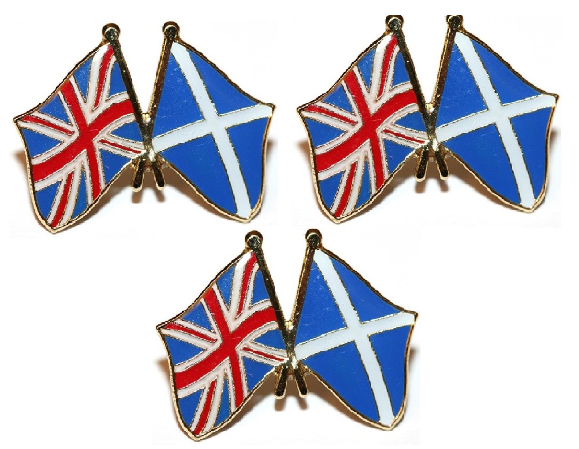 Set of 3 x Union Jack Flag with Cross of Saint Andrew Scotland Flag metal Pin Badges Scottish badge