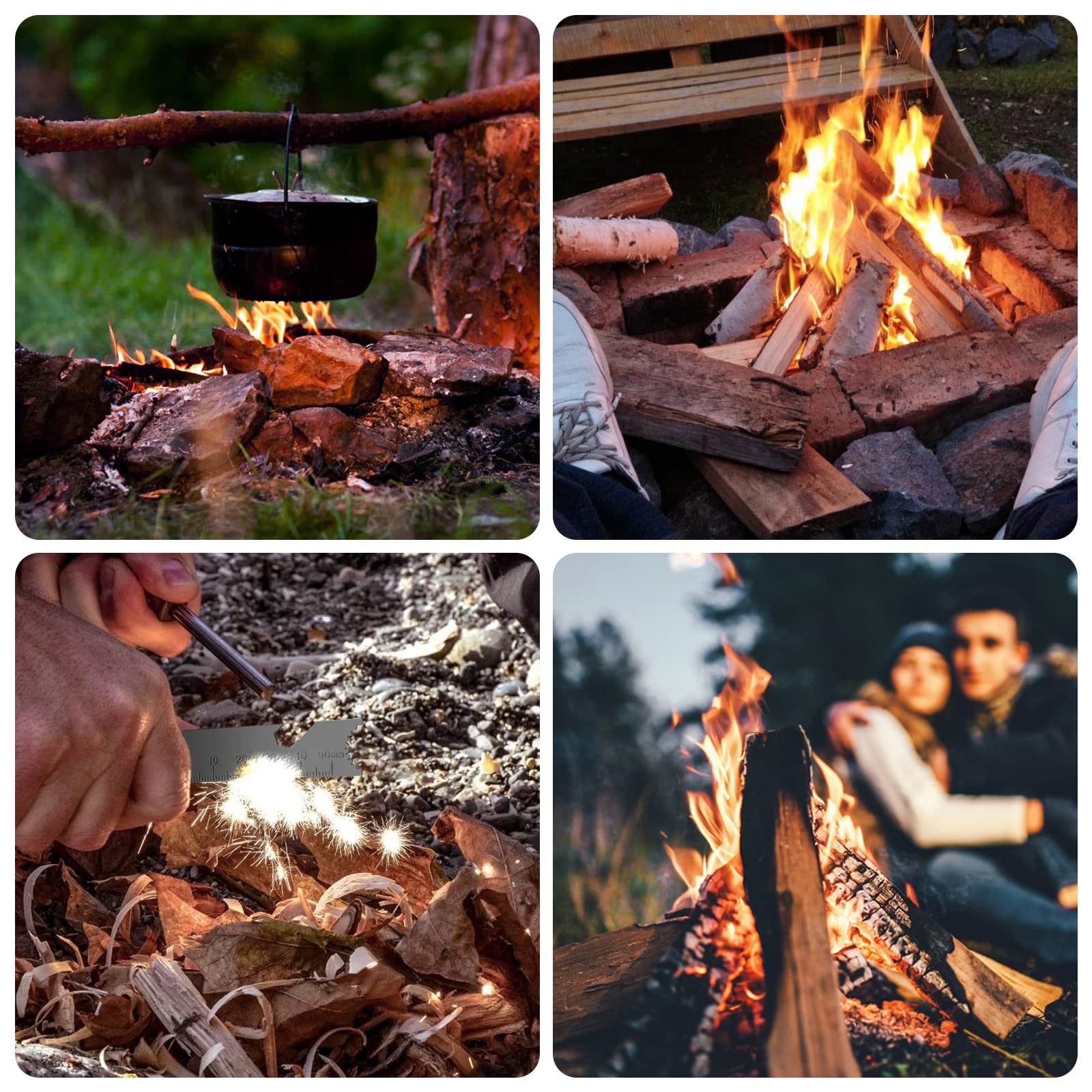 UKOFEW Flint Set, Fire Starter, Outdoor Equipment for Fire Making, with Bottle Opener, Fire Starter for Outdoor, Survival, Bushcraft, Camping