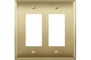 LIDER Decorator Switch or Receptacle Metal Wall Plate, Stainless Steel Outlet Cover, Corrosion Resistant, Mid-Size 2-Gang 4.8