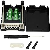 CERRXIAN DB15 Breakout Connector, D-SUB Male Solderless Serial to Screw Wiring Terminal Module Signal Breakout PCB Board With