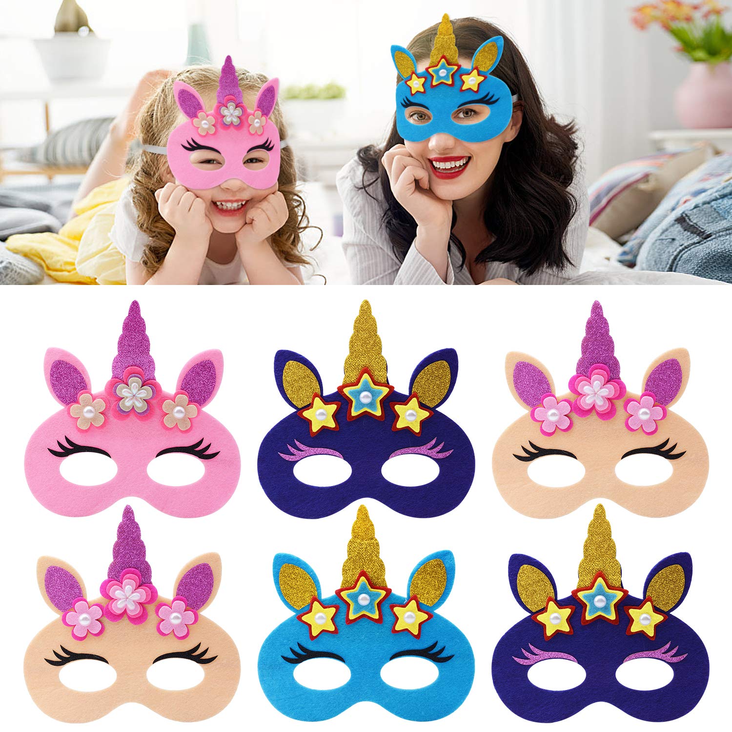 ZOYLINK 6-PCS Einhorn Maske beleuchtet Unicorn Masken Party Geburtstag Halloween Weihnachten Maske Kid Woman