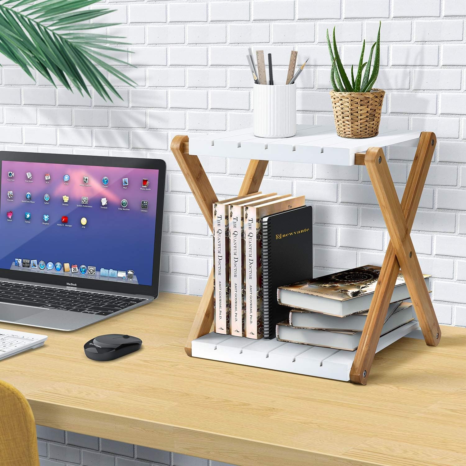 Nnewvante Shelving Unit Foldable Double Layer Shelves Stand