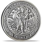 Strugglejewelry Saint Christopher Guardian Medallion: Divine Protector for Safe Travels &mdash; Christian Challenge Coin with Traveler's Prayer (Silver)