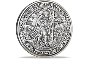 Strugglejewelry Saint Christopher Guardian Medallion: Divine Protector for Safe Travels — Christian Challenge Coin with Traveler's Prayer (Silver)