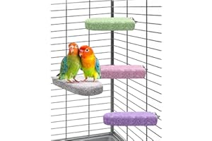Bird Beak Grinding Stone Perches - 4 Pack 4 Colors Ice Cream Shape Pumice Ledge, Non-Toxic Bird Cage Accessories, Easy Instal