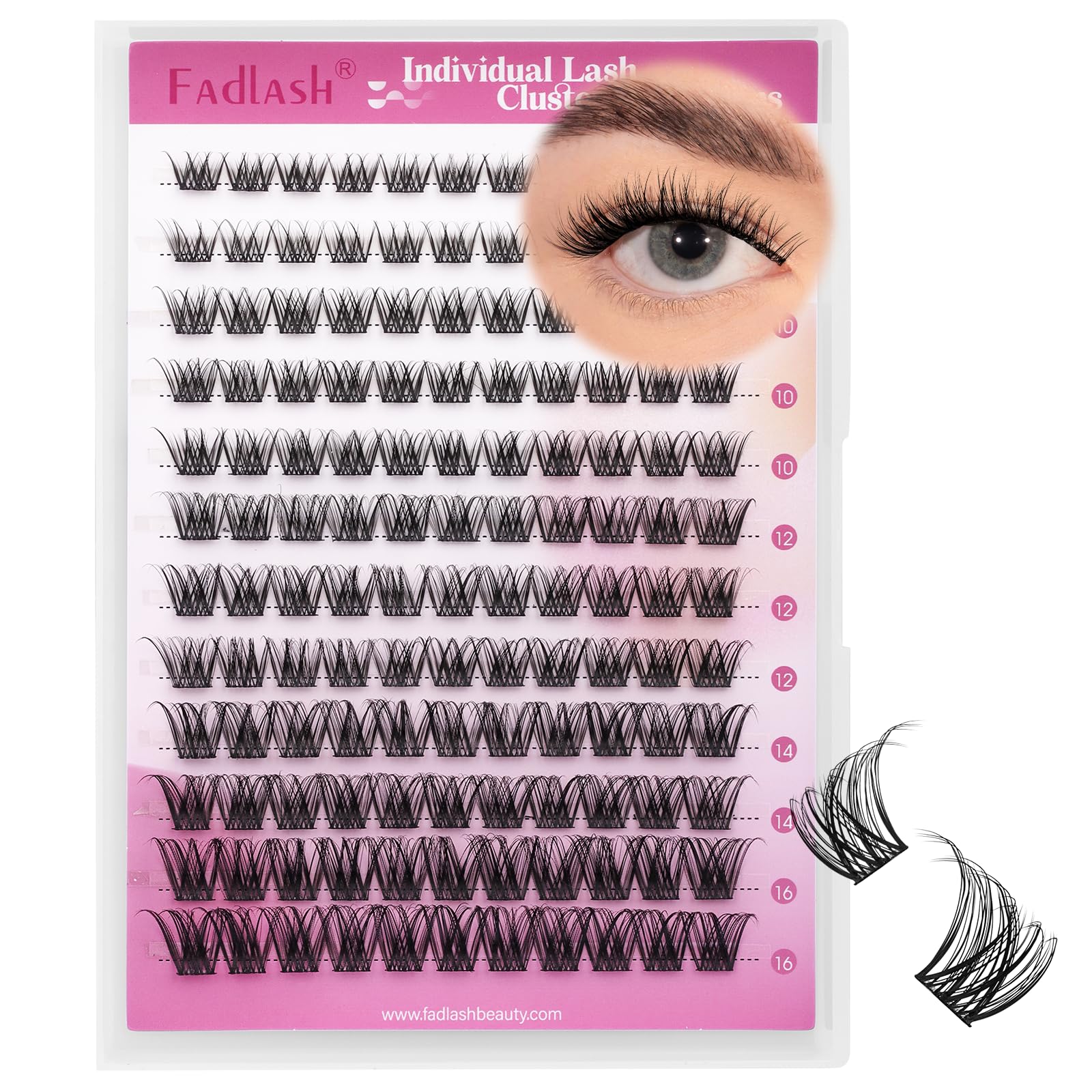 FADLASH 132pcs 0.07mm D Curl 8-16mm 40D Mixed Trays Customizable DIY Eyelash Extensions for Beginners — image 1