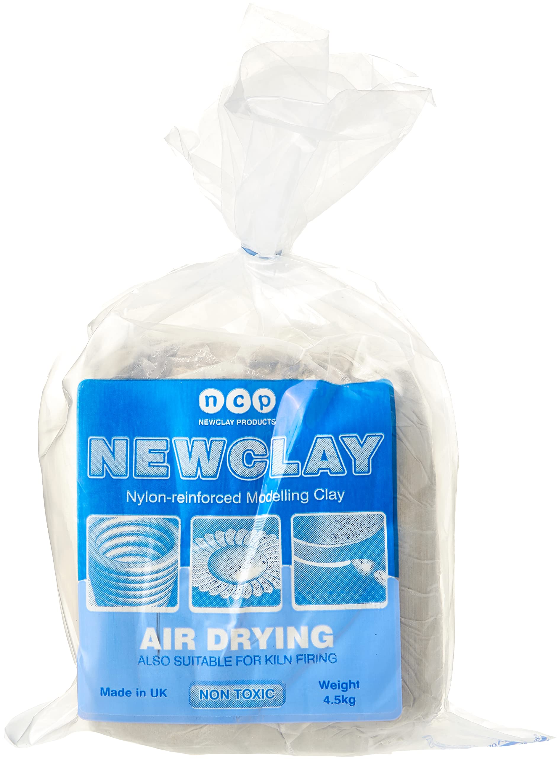 Newclay Modelling Clay - 4.5kg (10lb) Block, Clay, Off/White, 10.5 x 15 x 17.5 cm