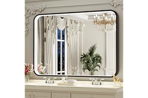 FTOTI 40X30 Inch Black Bathroom Mirror with LED Lights,Metal Frame Lighted Vanity Mirror,Anti Fog Design&Dimmable&Touch Switch, Wall Mounted Makeup Mirror for Home Decor(Horizontal/Vertical)