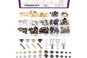 Swpeet 152Pairs 3 Styles 4 Colors Skirt Hooks and Eyes Sewing Hook with Metal Sewing Snap Buttons Assortment Kit, Sewing Snap