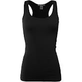 Bozzolo Women's Basic Cotton Spandex Racerback Solid Plain Fitted Tank Top