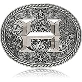 Itera Western Cowboy Initial Belt Buckle – Silver Large Letter A–Z for Men & Women