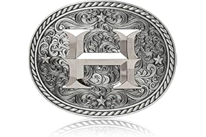 ITERA Western Cowboy/Cowgirl Initial Belt Buckle-Silver- Large Letter Buckles for Men and Women - Custom Girls/Boys