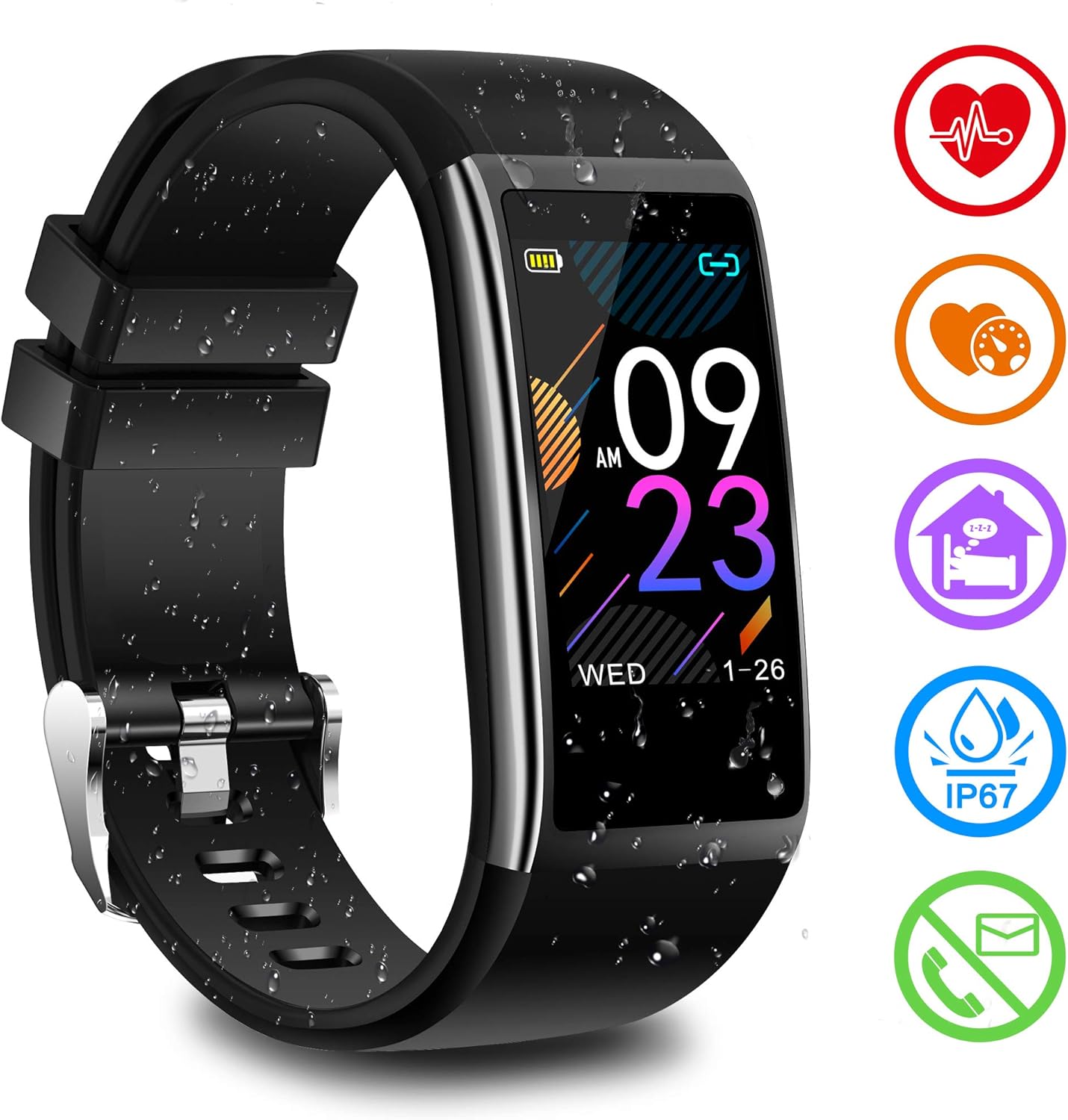 Fitness Armband mit Pulsmesser Blutdruckmessung Fitness Uhr Wasserdicht