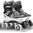 SULIFEEL Rainbow Unicorn 4 Size Adjustable Light up Roller Skates for Girls Boys for Kids