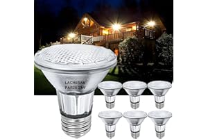 Lachesan PAR20 Flood 39W 120V 480 Lumens Flood Light Bulbs, 6 Pcs PAR20 Range Hood Light Bulb with Dimmable E26 Base, Dimmable 2800K Warm White, Long Lasting for Indoor Spotlight, Range Hood, Recessed