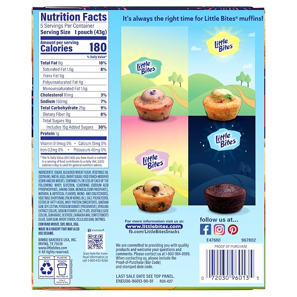 LITTLE BITES PARTY CAKE MUFFINS, 5 INDIVIDUAL PACKS, (1.5 OZ EACH), CAKE AND SPRINKLES MINI MUFFINS, 7.5 OZ MULTIPACK