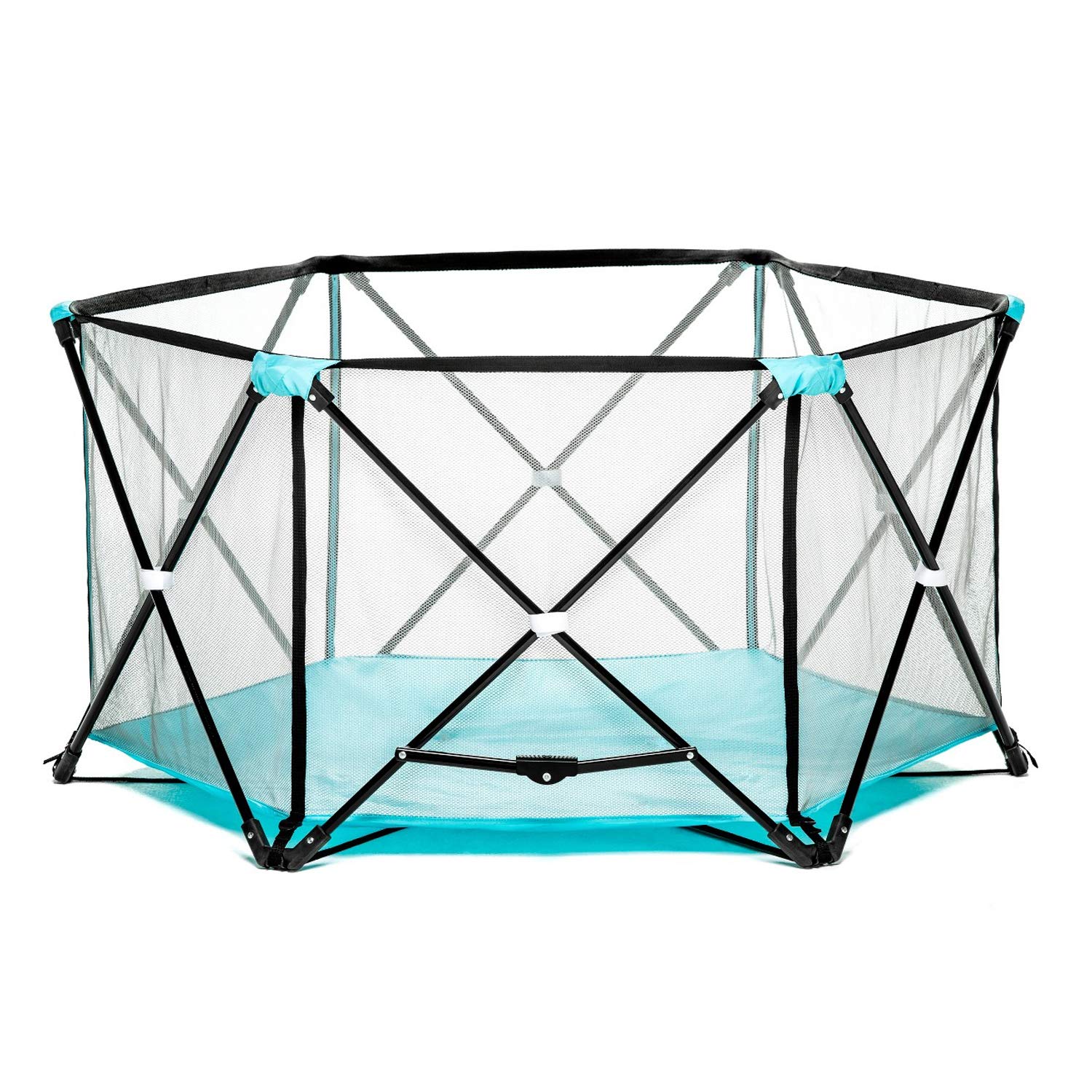 Regalo My Portable Play Yard Indoor and Outdoor, Bonus Kit, Includes Carry Case, Washable, Aqua, 6-Panel : Baby
