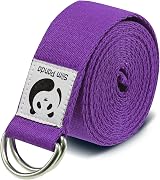 Slim Panda Yoga Belt 180CM Cotton D Ring Buckles Purple