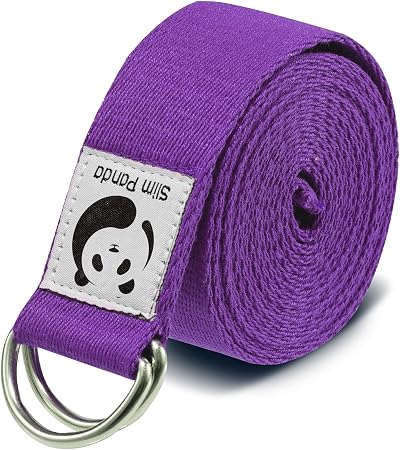 Slim Panda Yoga Belt 180CM Cotton D Ring Buckles Purple