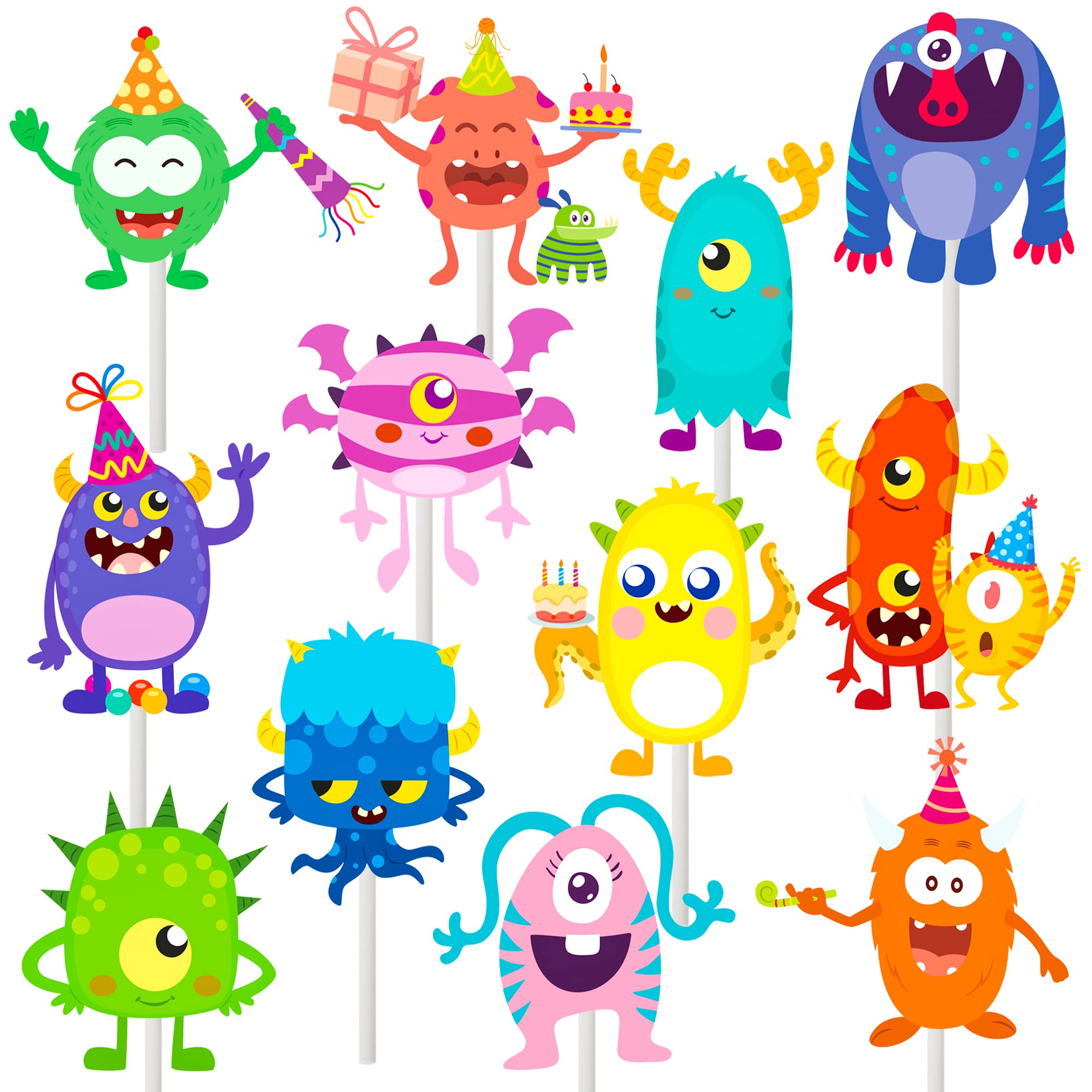 Photo 1 of Umoni 36pcs tle Monster Cupcake Toppers, Green, Baby Shower, Birthday Decorations for Kids Party