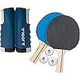 JOOLA Retractable Ping Pong Net for Any Table - Portable Table Tennis Net and Post Set Stretches 5.75' & Clamps Up to 2" Thick - Optional Racket and Ball Set, Games for Family
