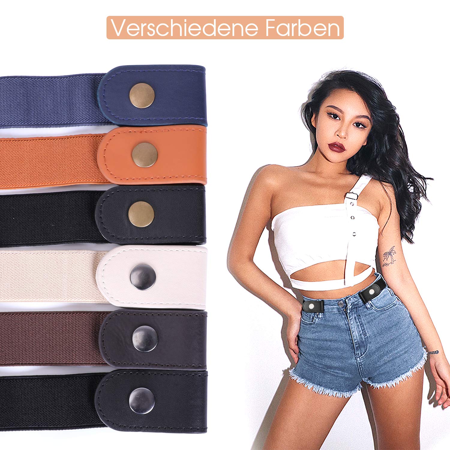 XZQTIVE Unsichtbarer Gürtel-schnallenloser Gürtel ohne Schnalle Damen Mens Buckle Komfortable elastische Gürtel Jeans Hosen Einstellbar Taille Gürtel,Q Black,for 60-85cm