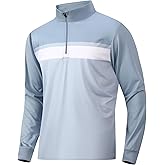 Alex Vando Mens Golf Shirts Long Sleeve Mock Neck Color Block Zipper Polo Shirt for Men