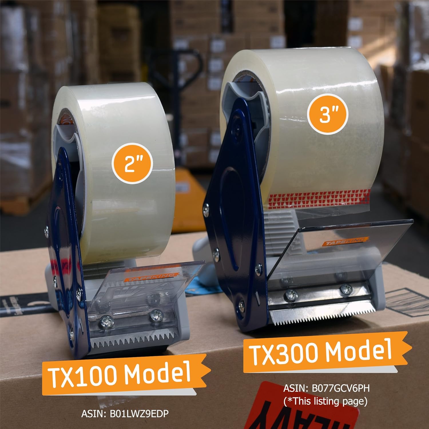 Tape King TX300 3 Inch Wide Packing Tape Dispenser Gun - Plus 1 Free Roll of Packaging Tape - Side Loading 3" Lightweight Ergonomic Industrial Gun for Shipping, Moving, Carton and Box Sealing : Office Products