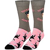 Cool Socks – Elvis Presley – Rock and Roll Icon Crew Socks – Retro Music Graphic Design – Novelty Crew Sock – Size Large – Soft Cotton Blend – Fun Gift for Men & Women