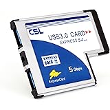 CSL &ndash; USB 3.0 Super Speed PCMCIA Express Card Karte (54mm / 2 Port / Windows 10 f&auml;hig) f&uuml;r Notebook Laptop | USB Hub intern