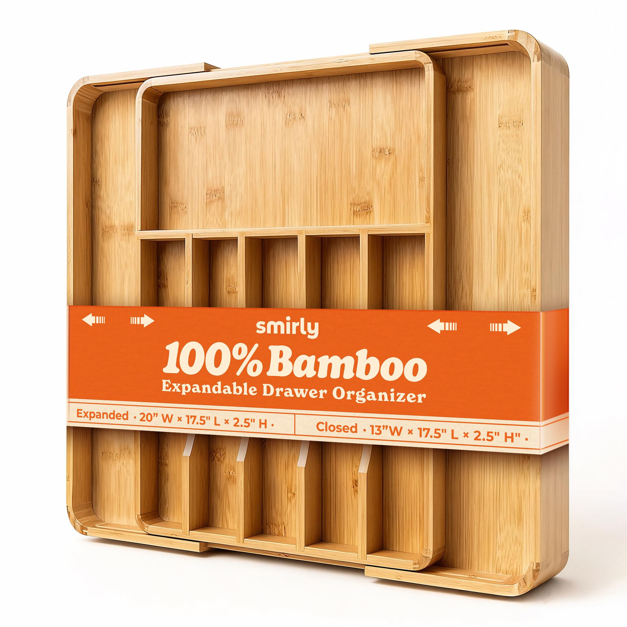 Photo 1 of SMIRLY Silverware Drawer Organizer – Bamboo Kitchen Drawer Organizer, Adjustable Utensil Holder and Cutlery Tray, Drawer Dividers for Flatware and Kitchen Utensils