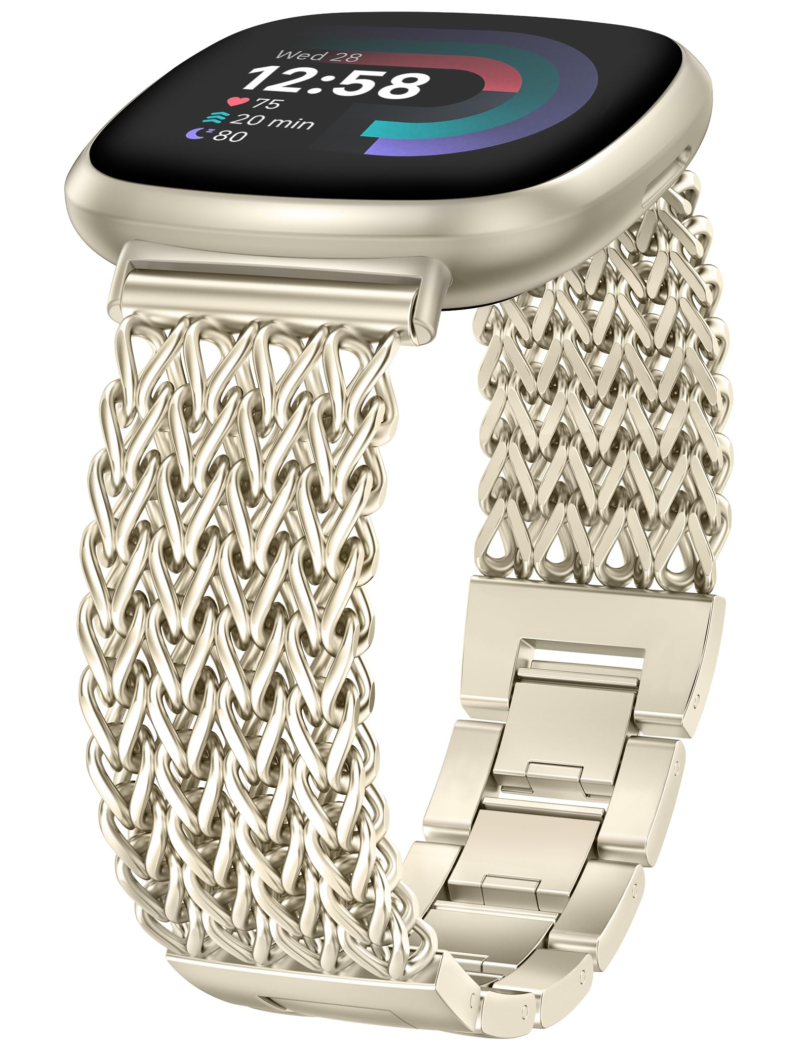Photo 1 of Minyee Metal Band Compatible with Fitbit Sense 2/Versa 4/Versa 3/Sense Band for Women, Dressy Stainless Steel Multi-chain Designer Gold Link Bracelet Stylish Luxury Chic Wristband Replacement Strap