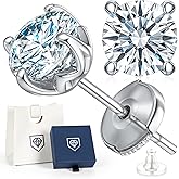 Moissanite Stud Earrings | 1 Carat | Diamond Stud Earrings | Sterling Silver Hypoallergenic Nickel-Free | Moissanite Jewelry Gift | Silver Stud Earrings | Faux Diamond Earrings