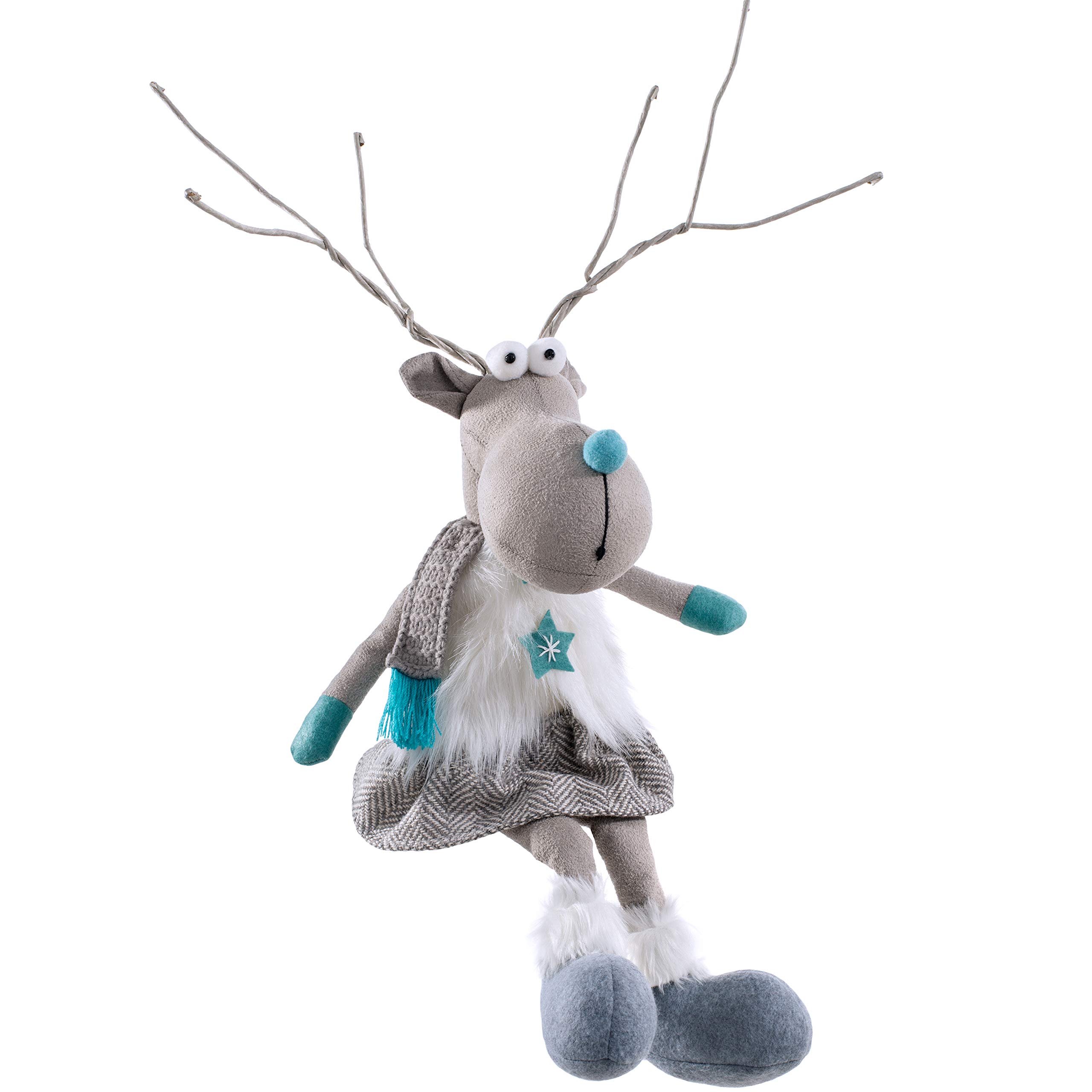 WeRChristmas Sitting Girl Reindeer Figurine, Multi-Colour, 42cm