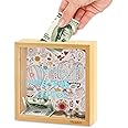 Piggy Bank for Kids. Wooden Money Coin Bank for Boys and Girls. Coin Bank Money Bank. Natural Wood Money Box. Printed on The Plexiglass Front-Make Your Dreams Happen.