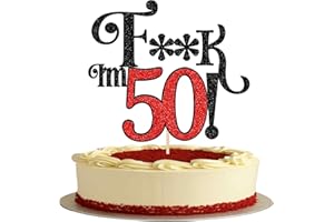 ZHUOWEISM 1 PCS Happy 50th Birthday Cake Topper Glitter I'm 50 Cheers to 50 Cake Pick hello 50 Funny 50 Cake Decorations for 