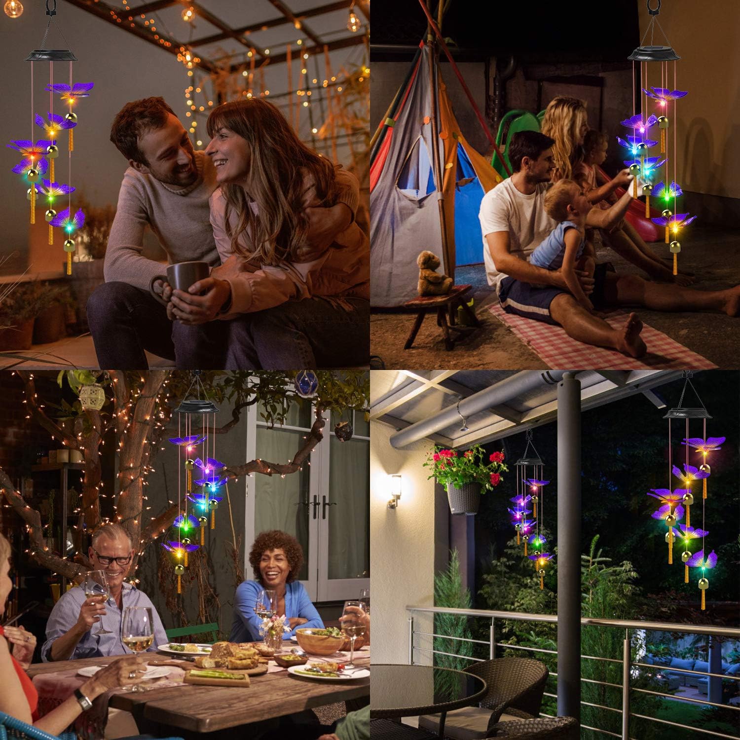 Matinrigid Solar Butterfly Wind Chimes, Color Changing Solar Wind Chime Outdoor Waterproof Butterfly LED Solar Lights, Gifts for Mom Grandma Birthday Night Party Yard Garden Hanging Decoration : Garden & Outdoor