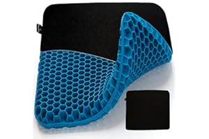 Noteworthy Ideas Gel Seat Cushion - Honeycomb Cooling Pad with 1.5" Inches of Gel Padding & Cover for Driving, Office Chair or Car - Sciatica, Tailbone and Pressure Relief Pillow