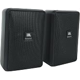 JBL Professional Control 23-1 Ultra-Compact Indoor/Outdoor Background/Foreground Speaker, Black, Sold as Pair