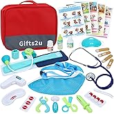 Gifts2U Kids First-Aid Kit Toy, 28-Piece Pretend Play Doctors Kit for Kids with Real Stethoscope and Storage Bag, Educational Medical Set Realistic Role Play Toy, Doctor Gift for Girls Boys Ages 3+